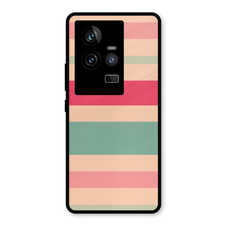 Pastel Stripes Vintage Metal Back Case for iQOO 11 5G