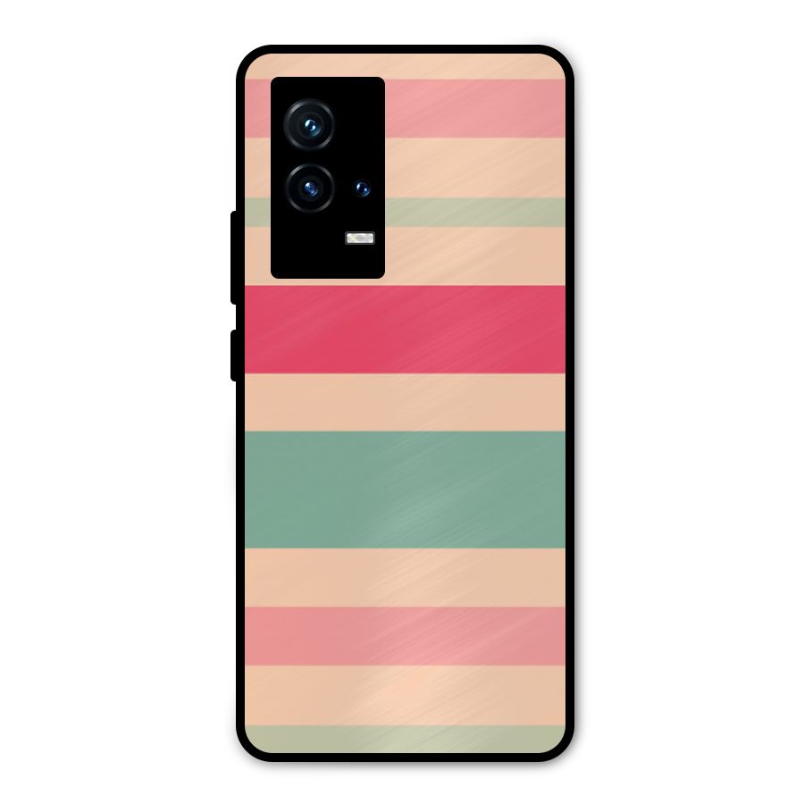 Pastel Stripes Vintage Metal Back Case for iQOO 9 5G