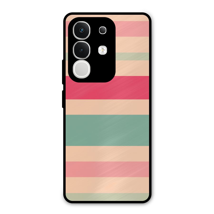 Pastel Stripes Vintage Metal Back Case for iQOO Z10x