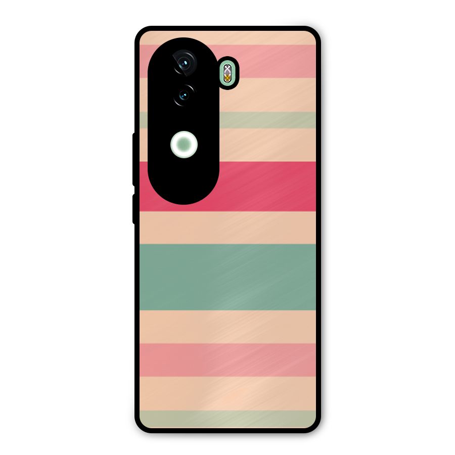 Pastel Stripes Vintage Metal Back Case for iQOO Z9s