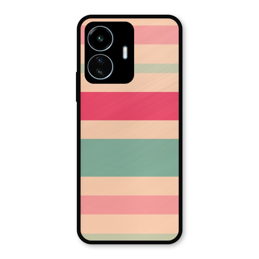 Pastel Stripes Vintage Metal Back Case for vivo iQOO Z6 Lite 5G