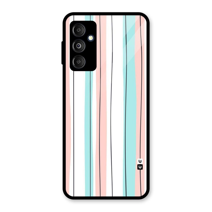Pastel Tri Stripes Glass Back Case for Galaxy M14 5G