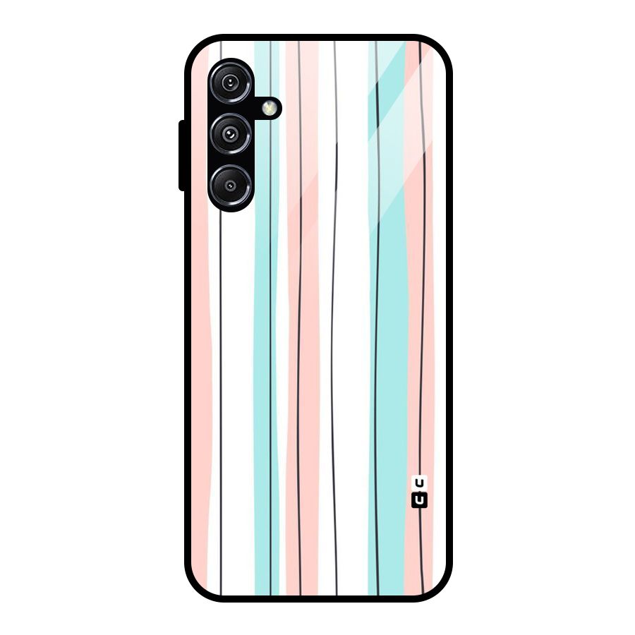 Pastel Tri Stripes Glass Back Case for Galaxy M34 5G