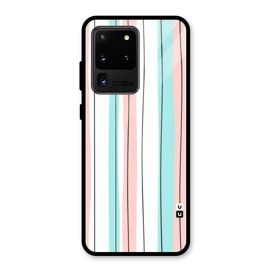 Pastel Tri Stripes Glass Back Case for Galaxy S20 Ultra