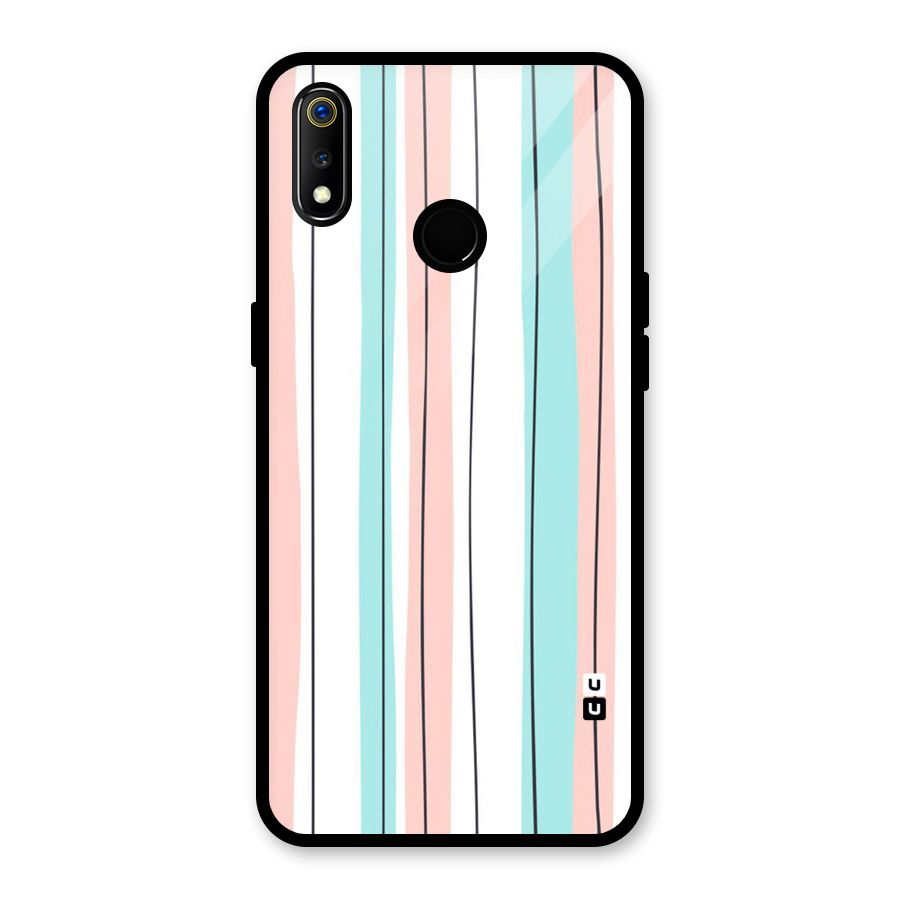 Pastel Tri Stripes Glass Back Case for Realme 3i