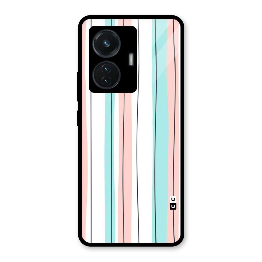 Pastel Tri Stripes Glass Back Case for Vivo T1 44W