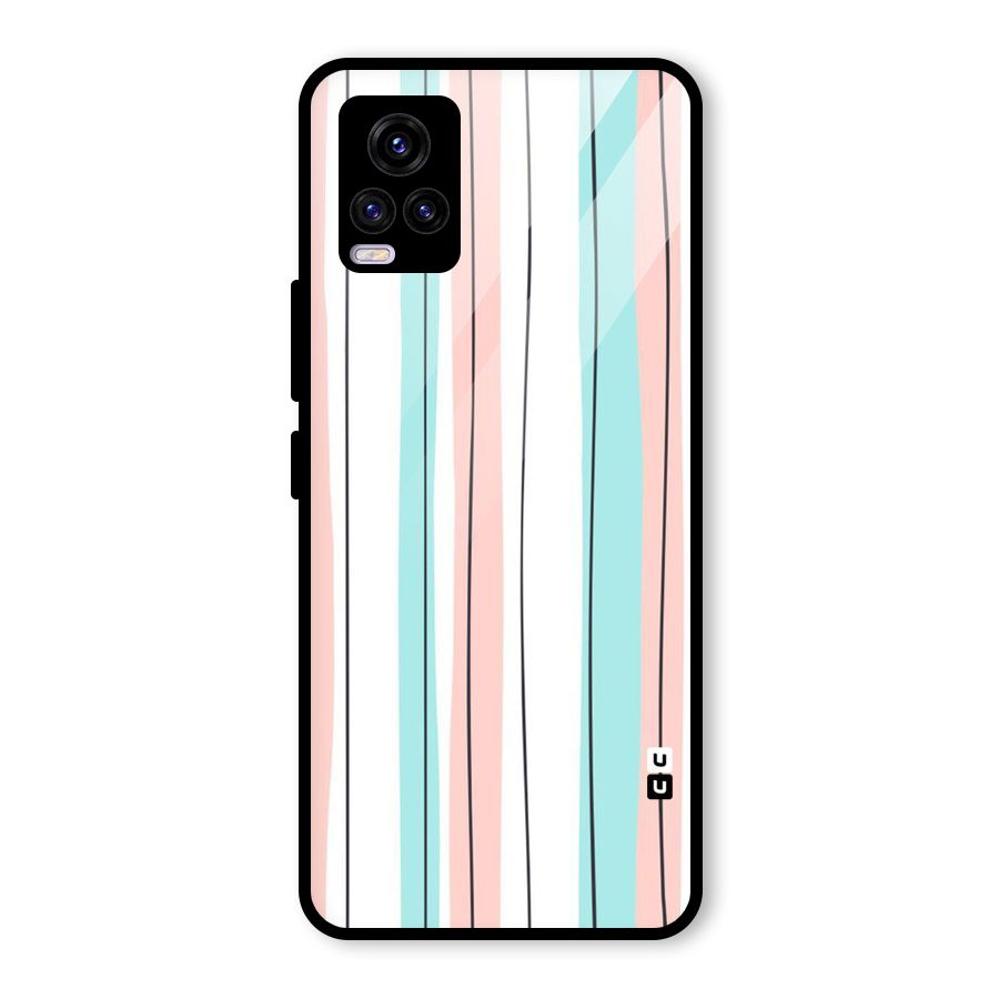 Pastel Tri Stripes Glass Back Case for Vivo V20 2021