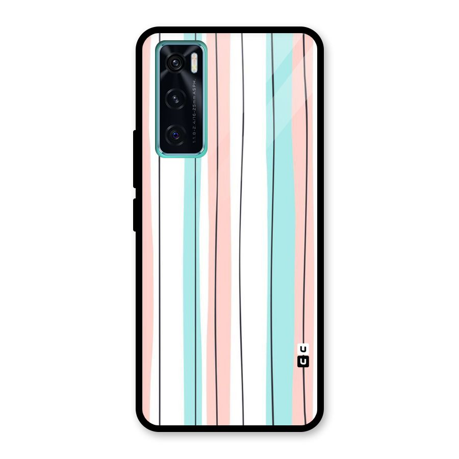 Pastel Tri Stripes Glass Back Case for Vivo V20 SE