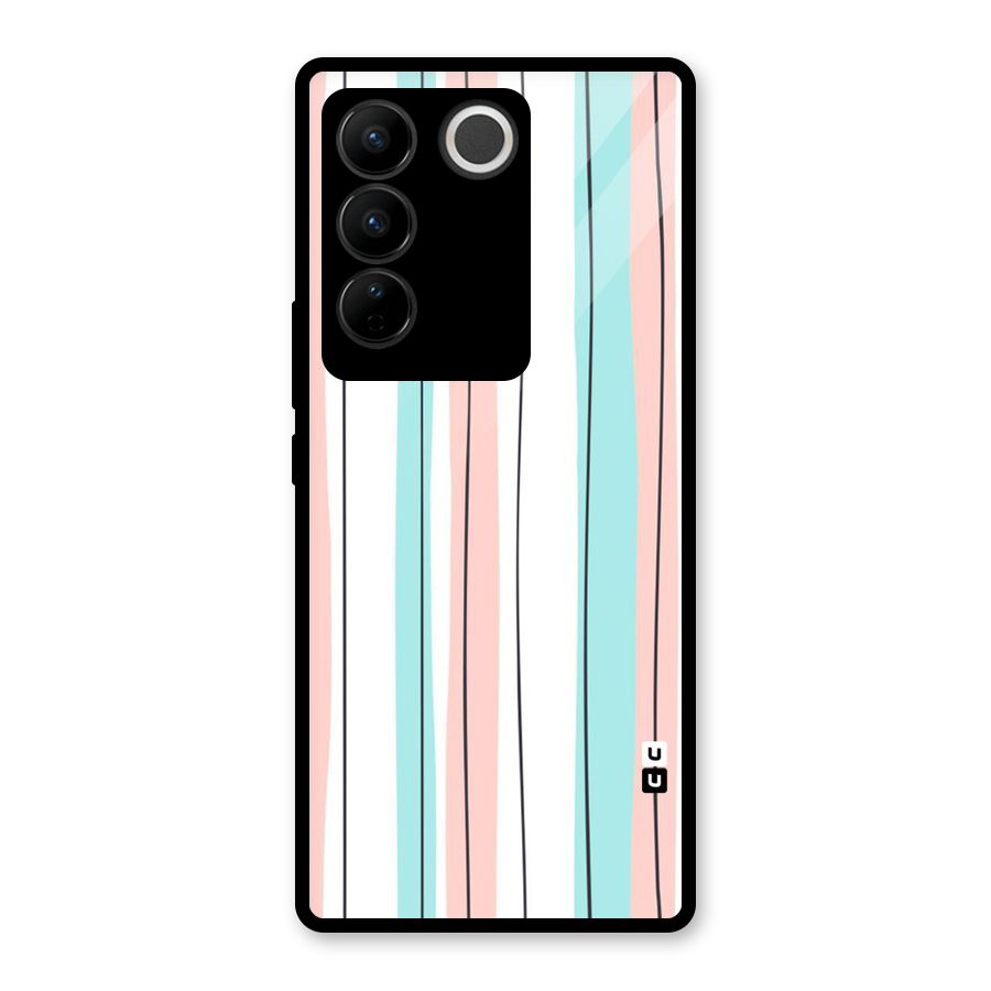 Pastel Tri Stripes Glass Back Case for Vivo V27