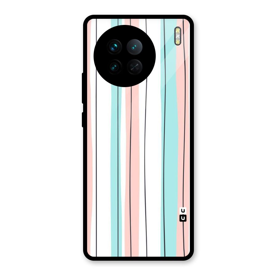 Pastel Tri Stripes Glass Back Case for Vivo X90