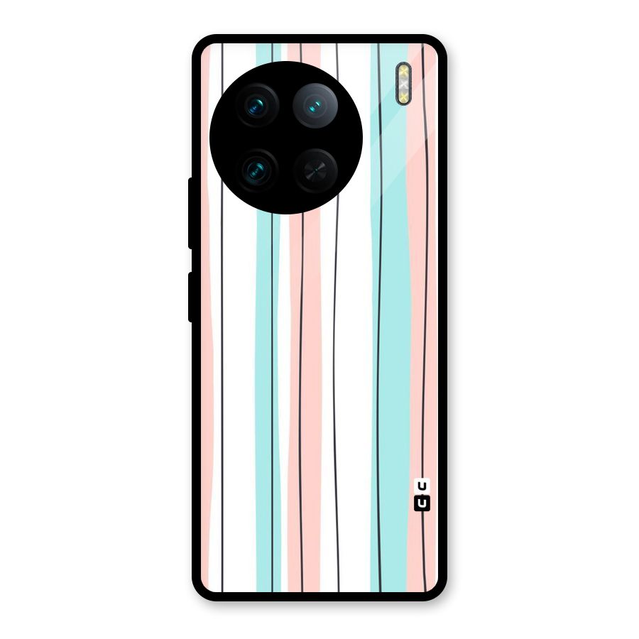 Pastel Tri Stripes Glass Back Case for Vivo X90 Pro