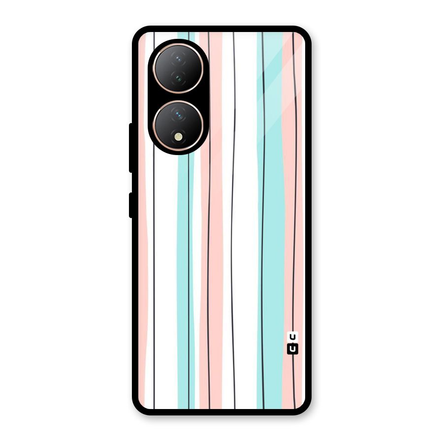 Pastel Tri Stripes Glass Back Case for Vivo Y100A