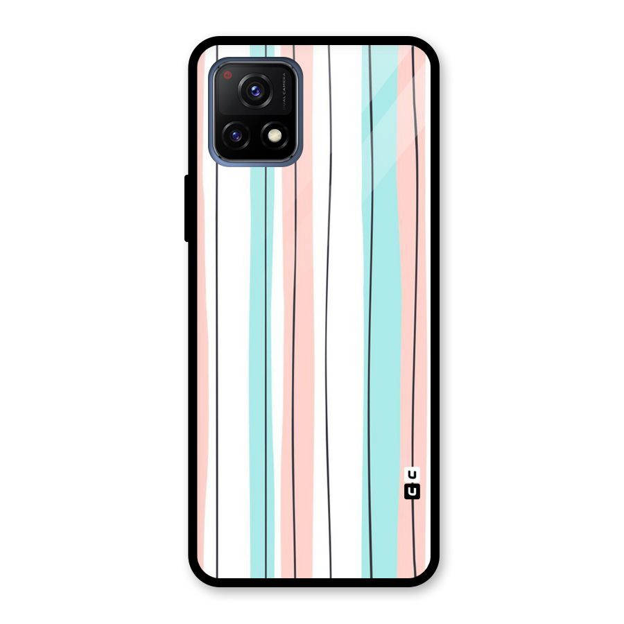 Pastel Tri Stripes Glass Back Case for Vivo Y72 5G