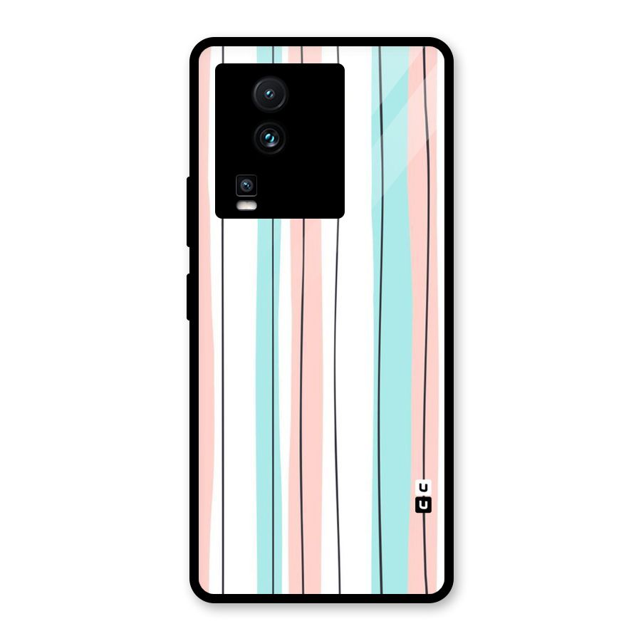 Pastel Tri Stripes Glass Back Case for Vivo iQOO Neo 7 Pro
