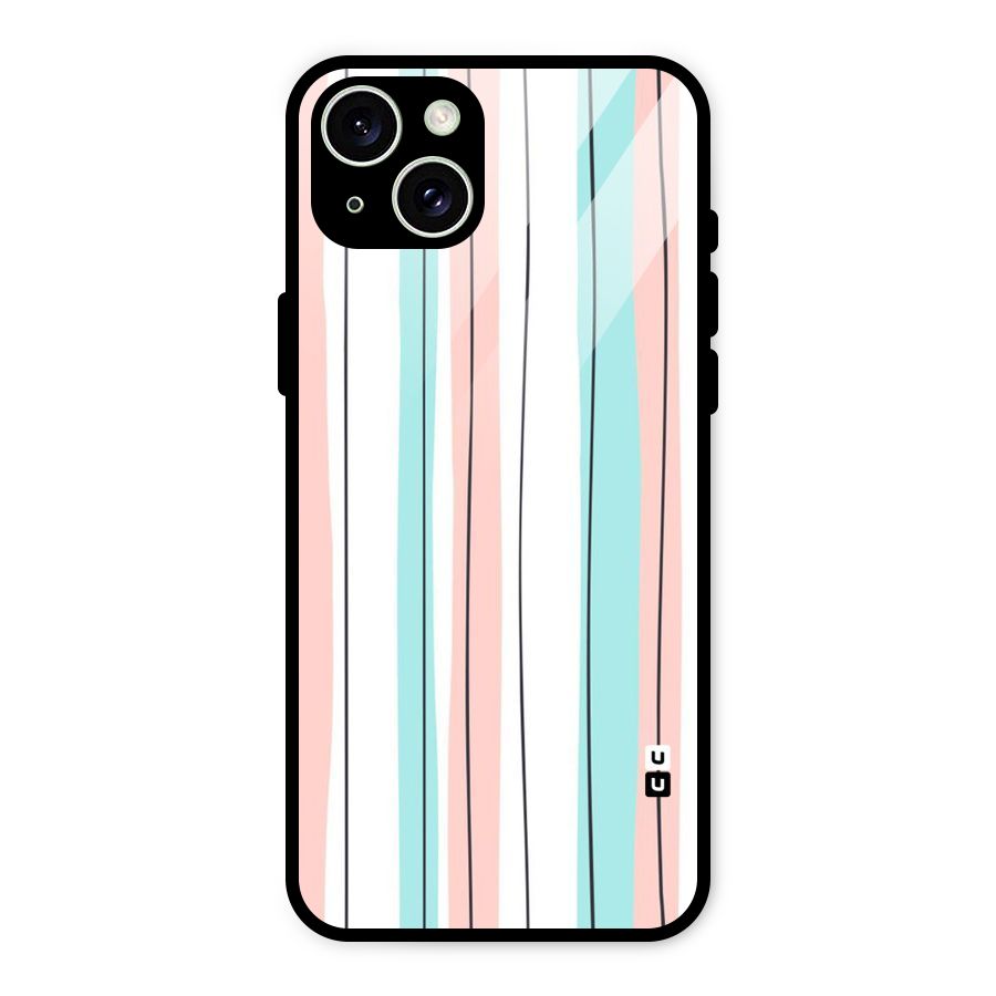 Pastel Tri Stripes Glass Back Case for iPhone 15 Plus