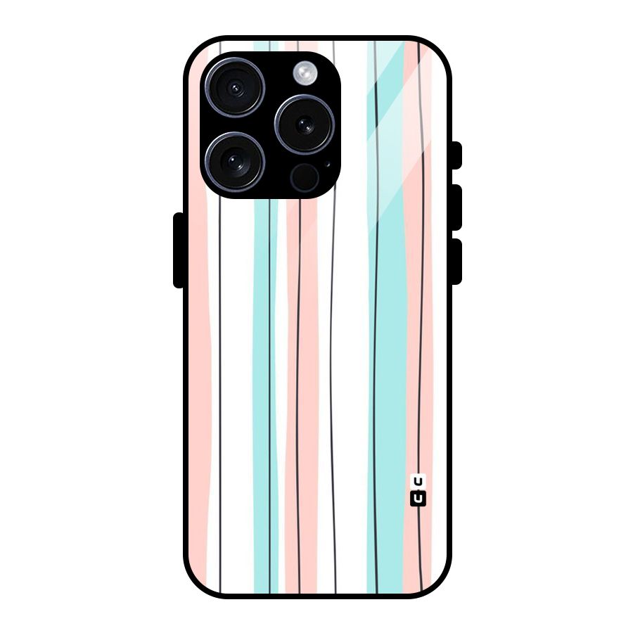 Pastel Tri Stripes Glass Back Case for iPhone 15 Pro