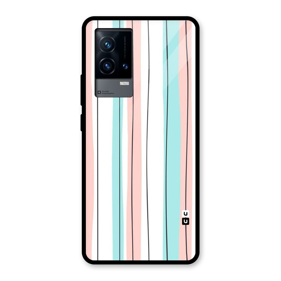 Pastel Tri Stripes Glass Back Case for iQOO 9 5G