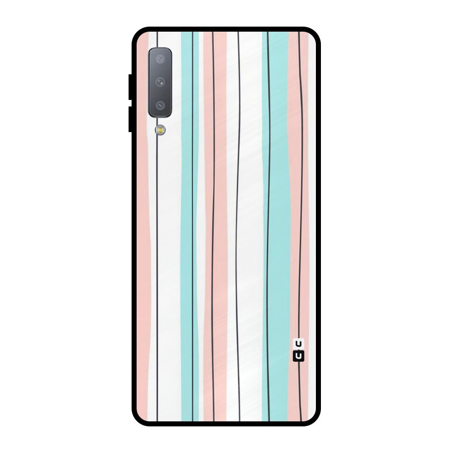 Pastel Tri Stripes Metal Back Case for Galaxy A7 (2018)