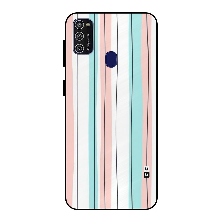 Pastel Tri Stripes Metal Back Case for Galaxy M21