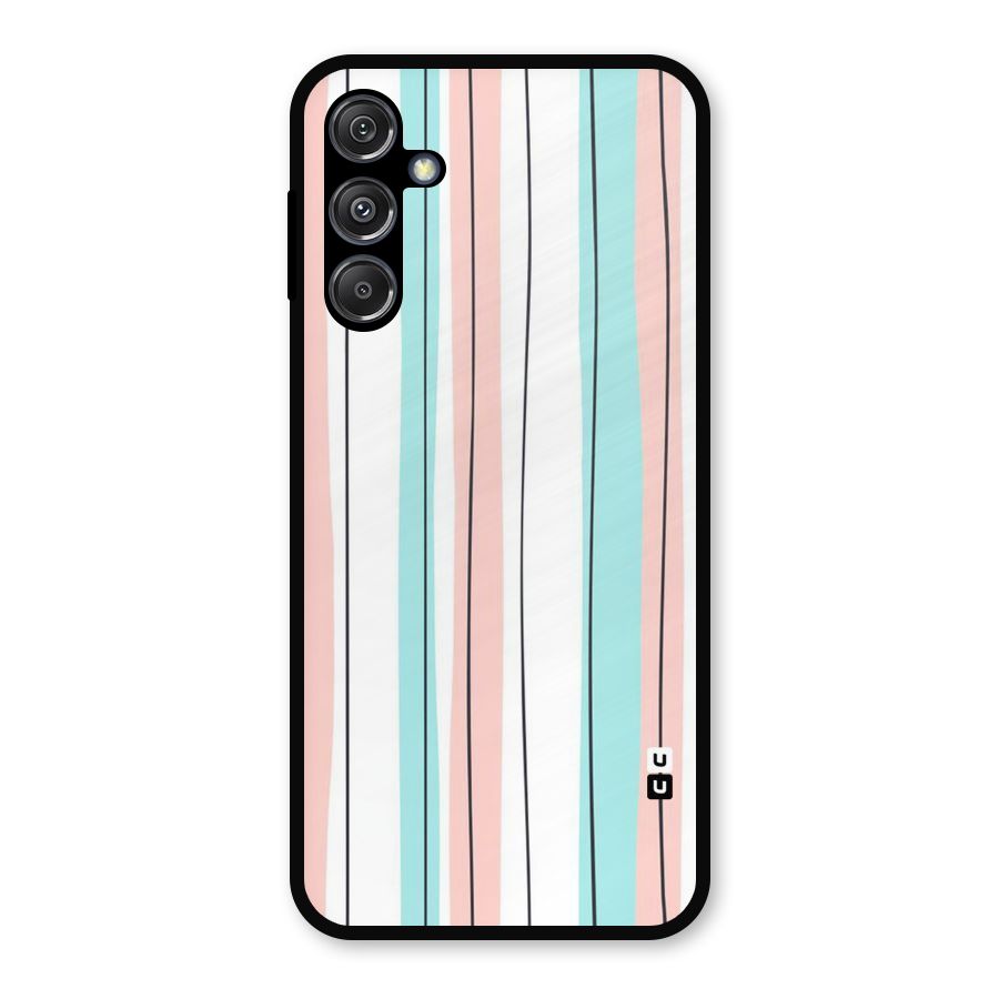Pastel Tri Stripes Metal Back Case for Galaxy M34 5G