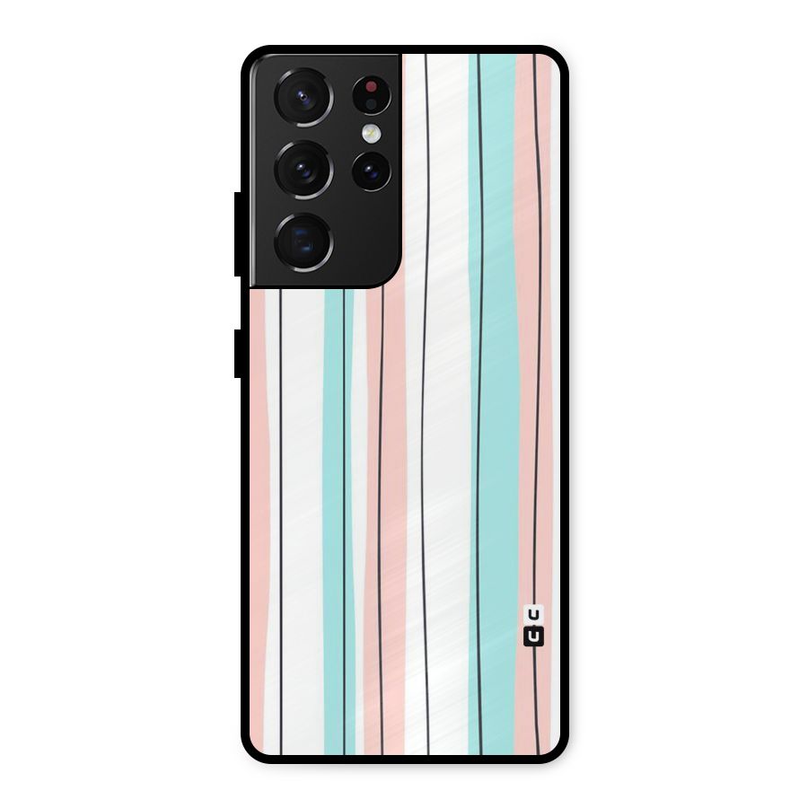 Pastel Tri Stripes Metal Back Case for Galaxy S21 Ultra 5G