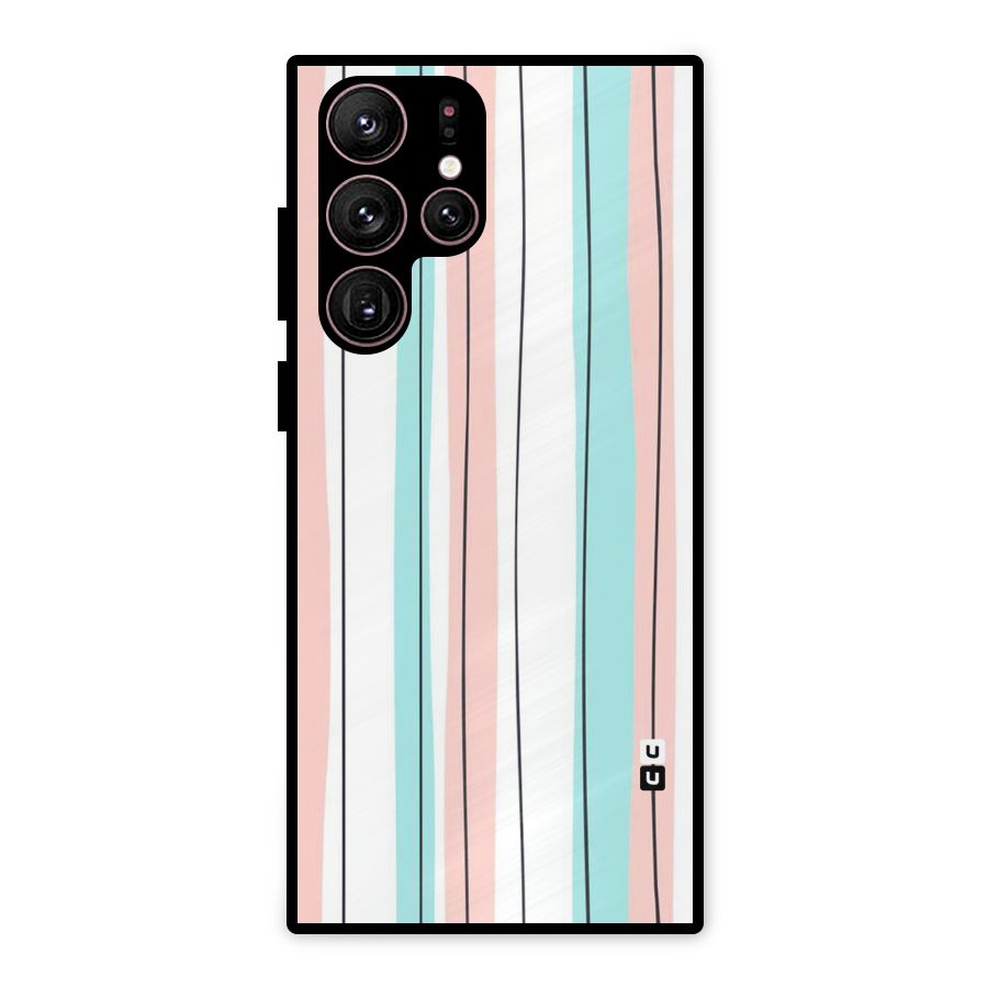 Pastel Tri Stripes Metal Back Case for Galaxy S22 Ultra 5G