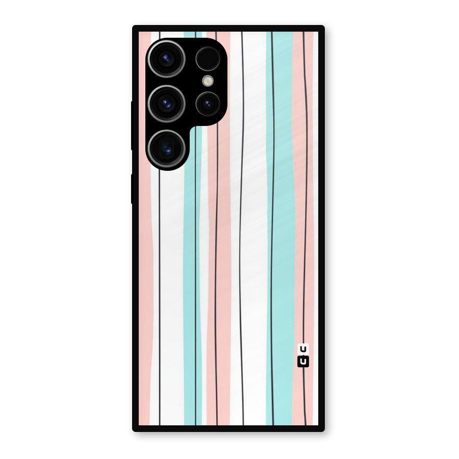 Pastel Tri Stripes Metal Back Case for Galaxy S23 Ultra