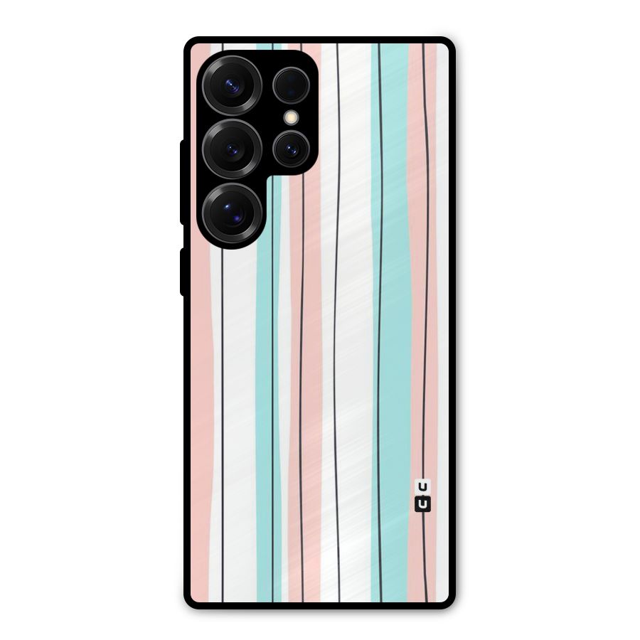 Pastel Tri Stripes Metal Back Case for Galaxy S25 Ultra