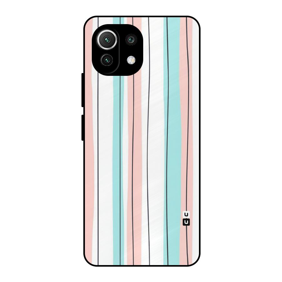 Pastel Tri Stripes Metal Back Case for Mi 11 Lite NE 5G