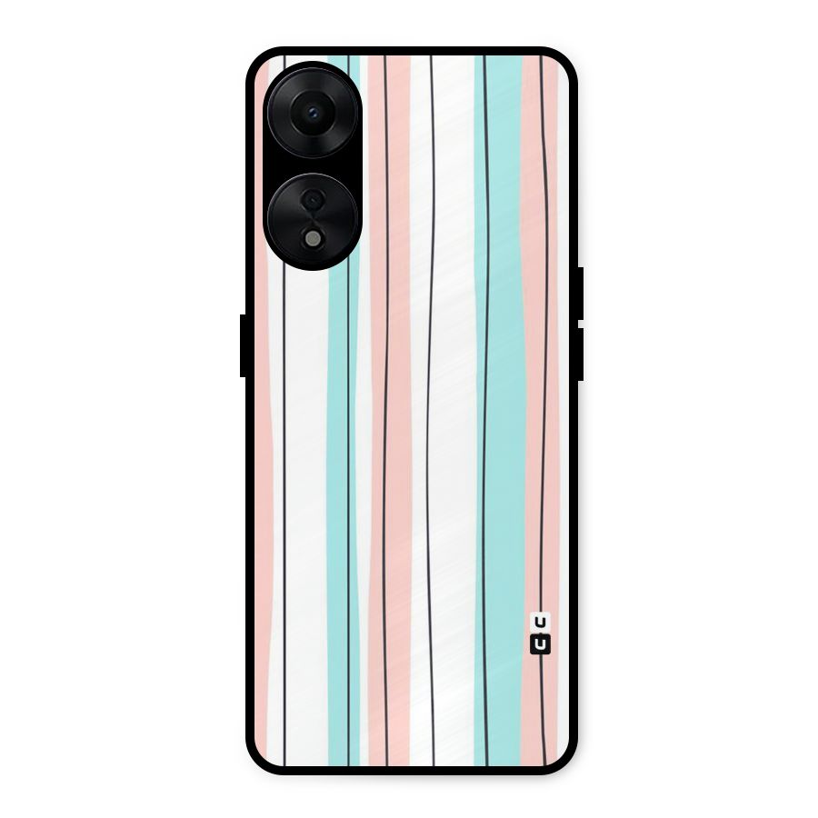 Pastel Tri Stripes Metal Back Case for Oppo A78 5G