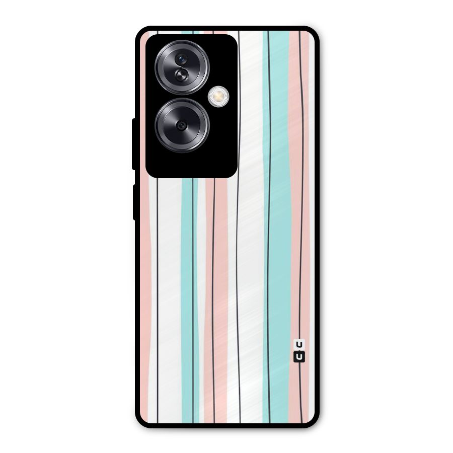 Pastel Tri Stripes Metal Back Case for Oppo A79 5G
