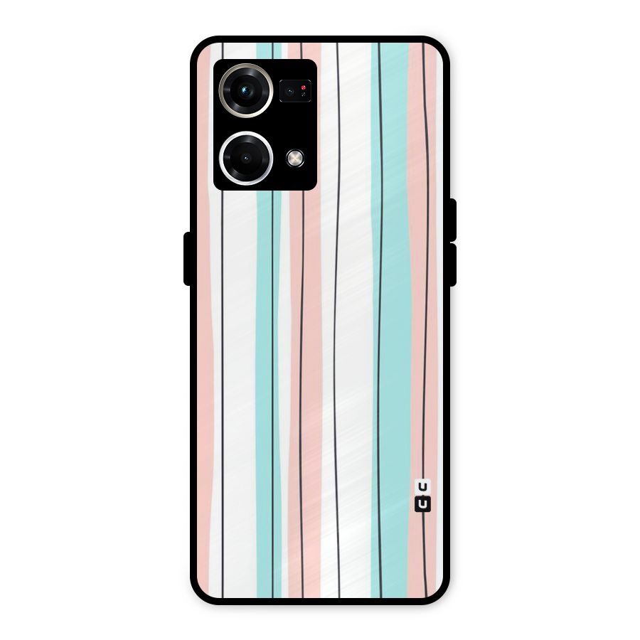 Pastel Tri Stripes Metal Back Case for Oppo F21 Pro 4G