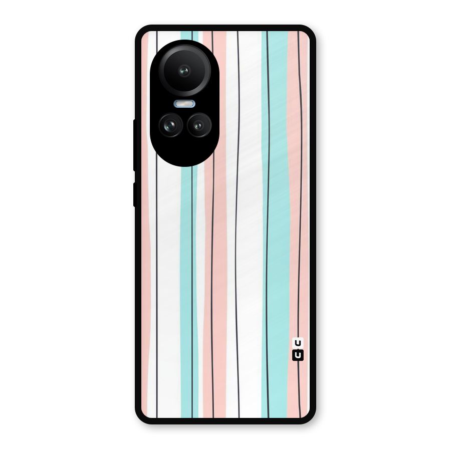 Pastel Tri Stripes Metal Back Case for Oppo Reno10