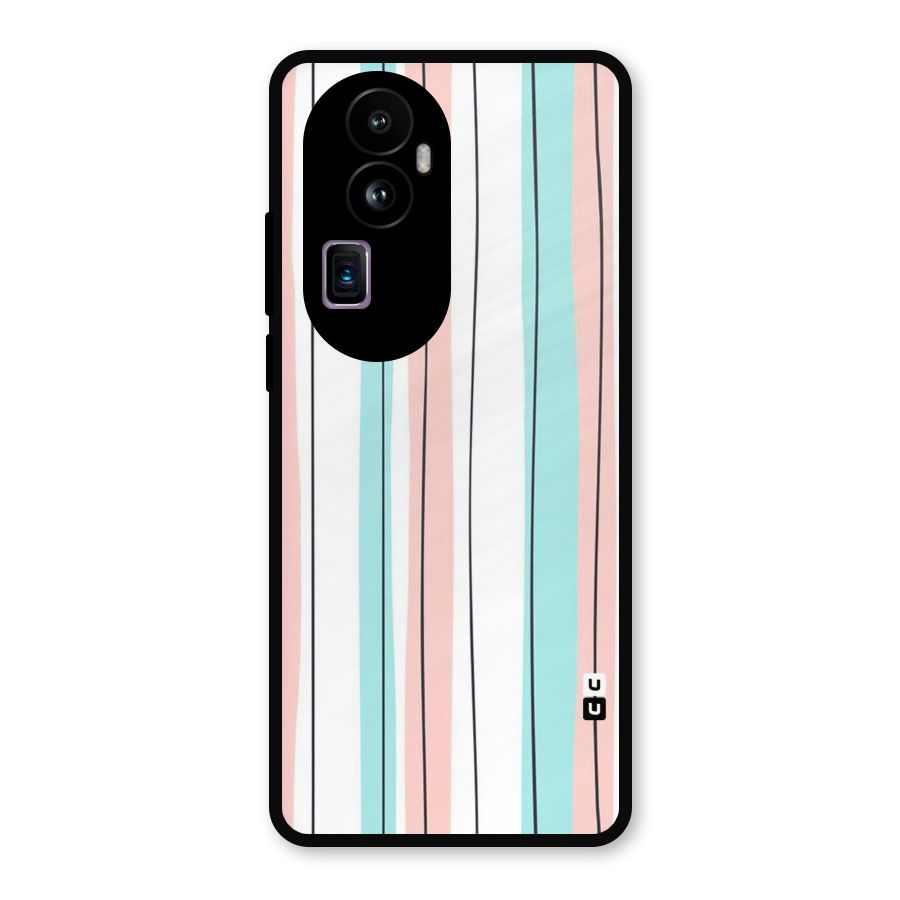Pastel Tri Stripes Metal Back Case for Oppo Reno10 Pro Plus