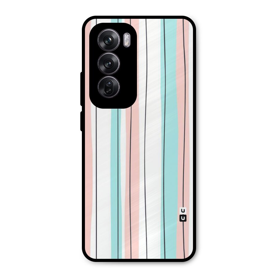 Pastel Tri Stripes Metal Back Case for Oppo Reno12 Pro