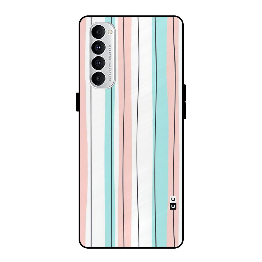 Pastel Tri Stripes Metal Back Case for Oppo Reno4 Pro