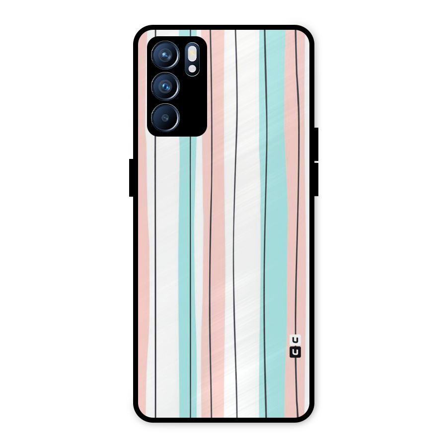 Pastel Tri Stripes Metal Back Case for Oppo Reno6 5G