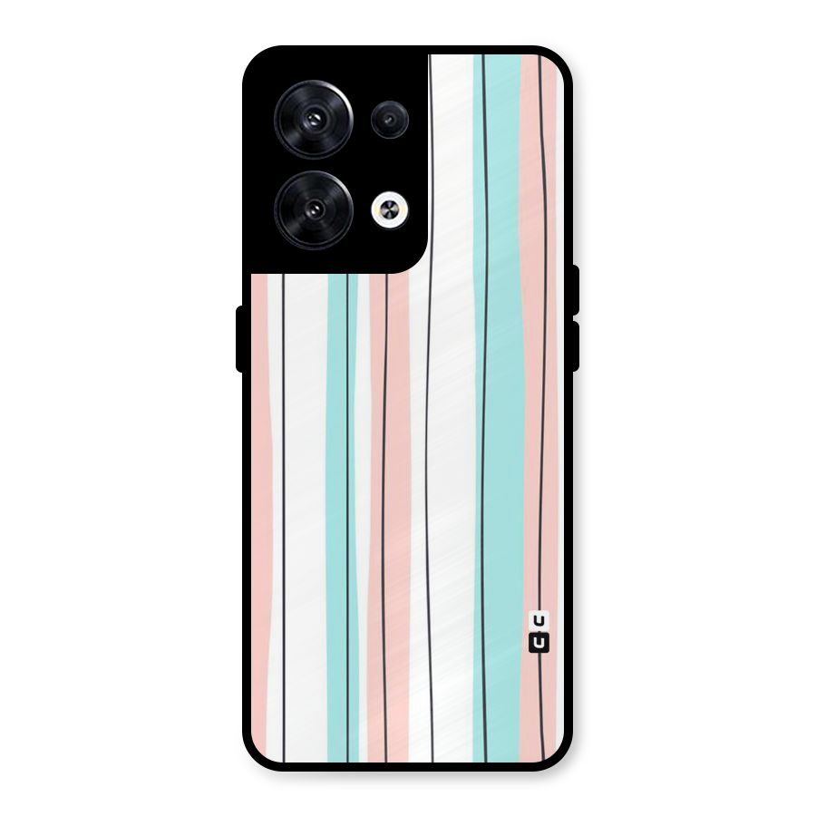 Pastel Tri Stripes Metal Back Case for Oppo Reno8 5G