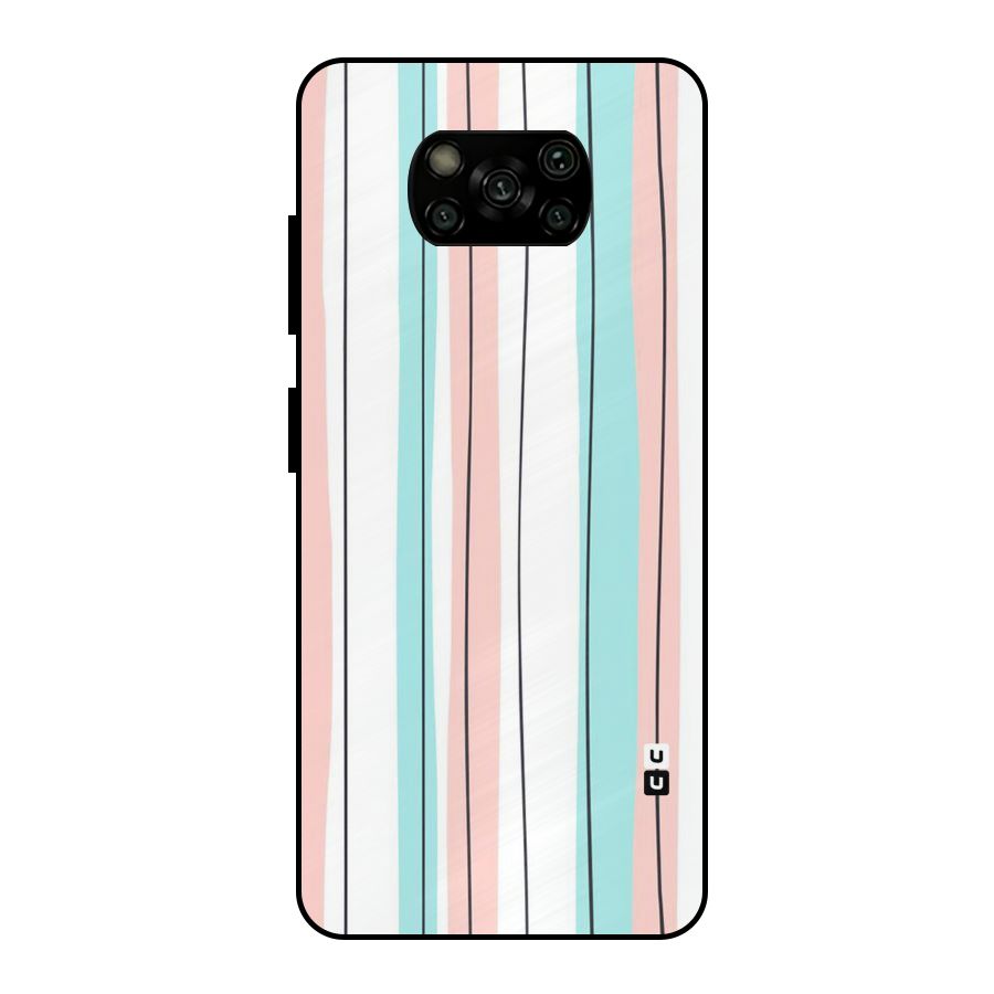 Pastel Tri Stripes Metal Back Case for Poco X3