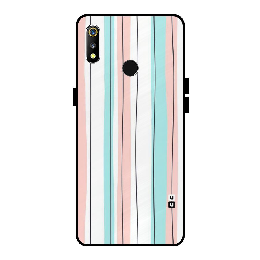 Pastel Tri Stripes Metal Back Case for Realme 3