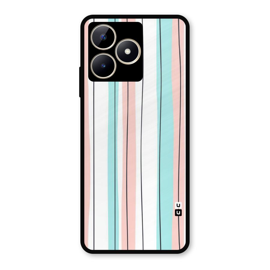 Pastel Tri Stripes Metal Back Case for Realme C53