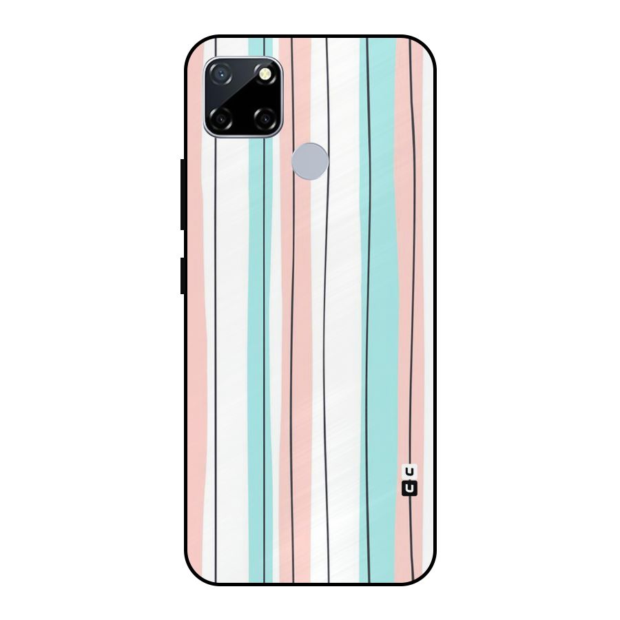 Pastel Tri Stripes Metal Back Case for Realme Narzo 20