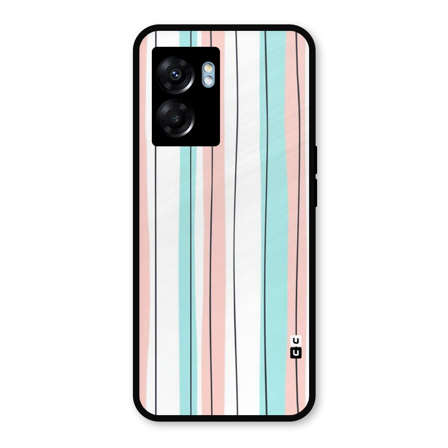 Pastel Tri Stripes Metal Back Case for Realme Narzo 50 5G