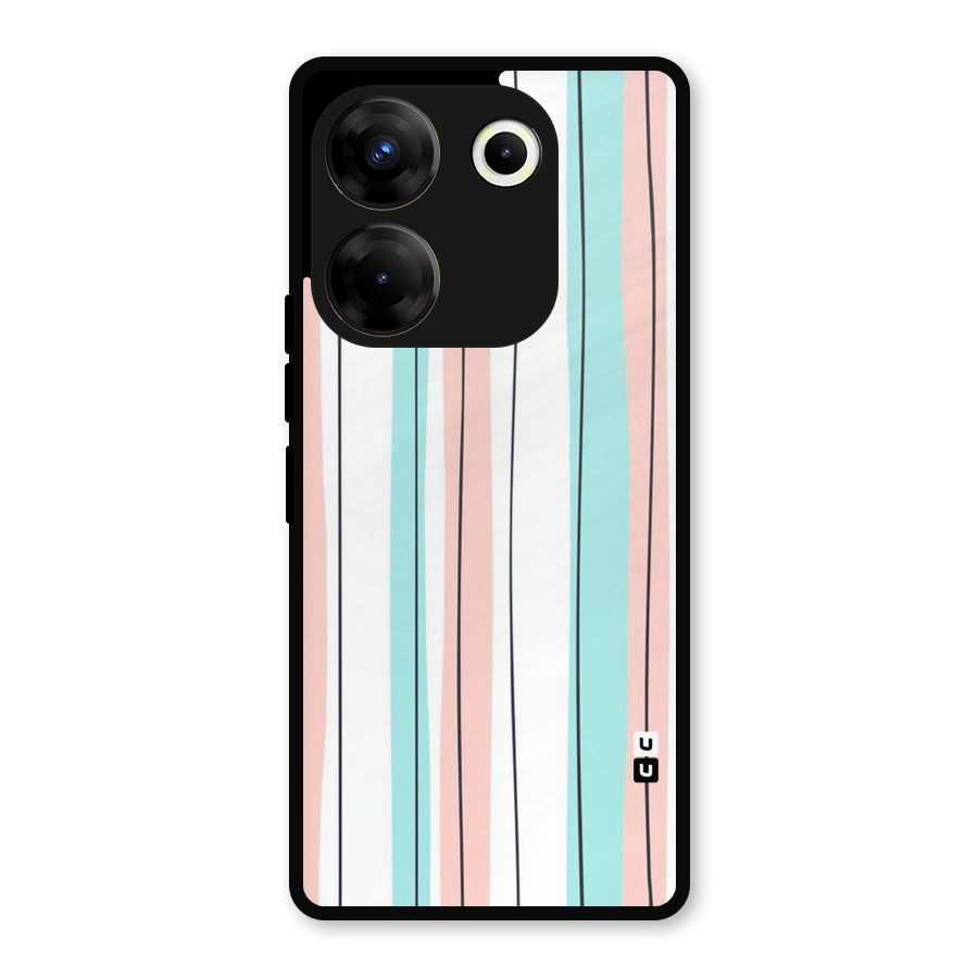 Pastel Tri Stripes Metal Back Case for Tecno Camon 20