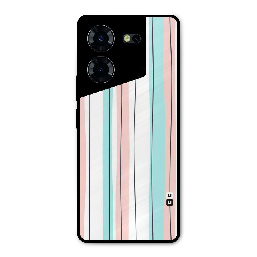 Pastel Tri Stripes Metal Back Case for Tecno Pova 5 Pro 5G