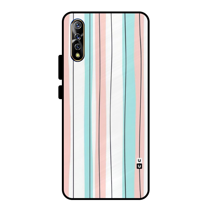 Pastel Tri Stripes Metal Back Case for Vivo S1