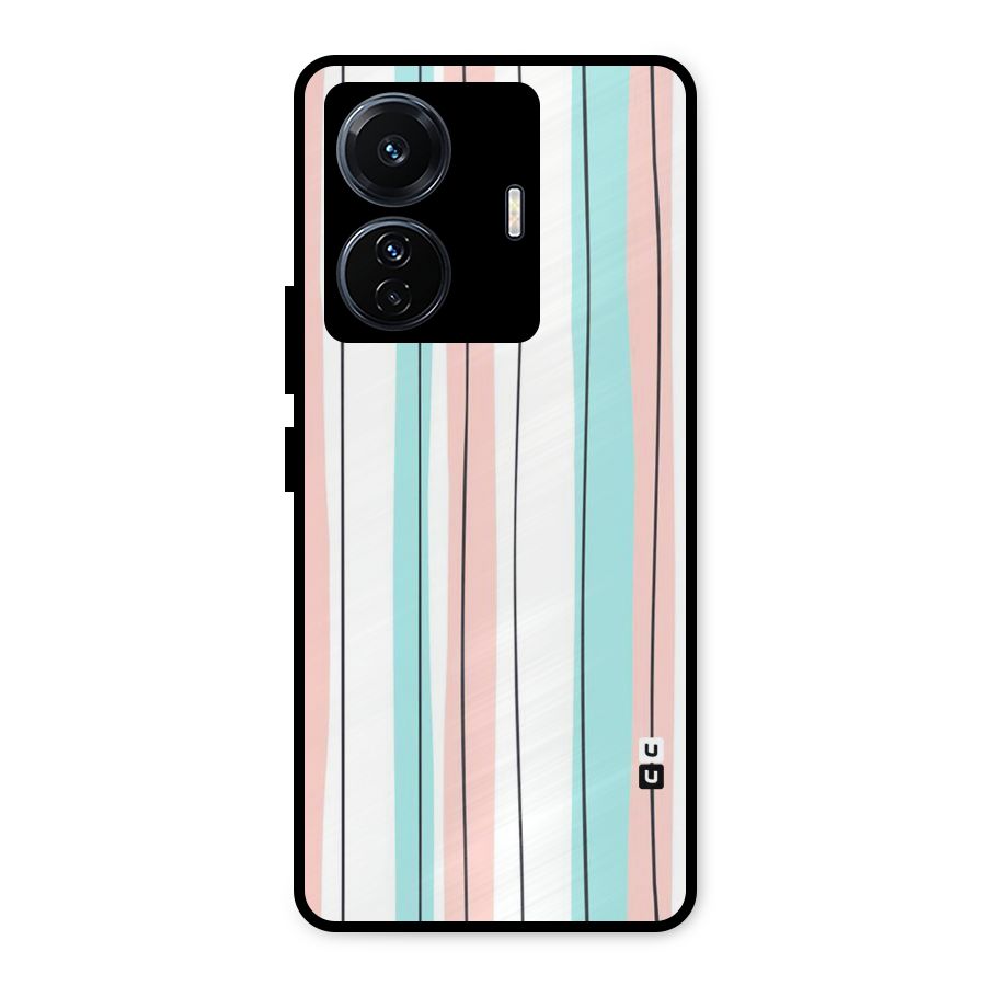 Pastel Tri Stripes Metal Back Case for Vivo T1 Pro