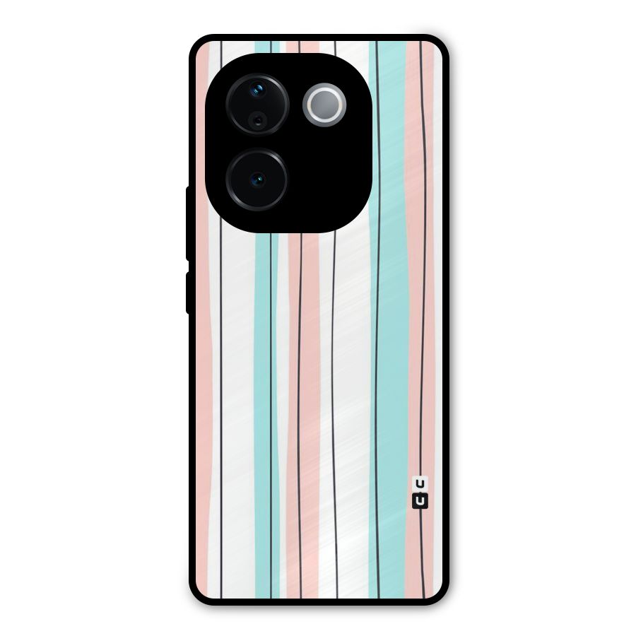 Pastel Tri Stripes Metal Back Case for Vivo T3 Pro