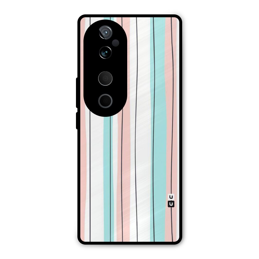 Pastel Tri Stripes Metal Back Case for Vivo T3 Ultra