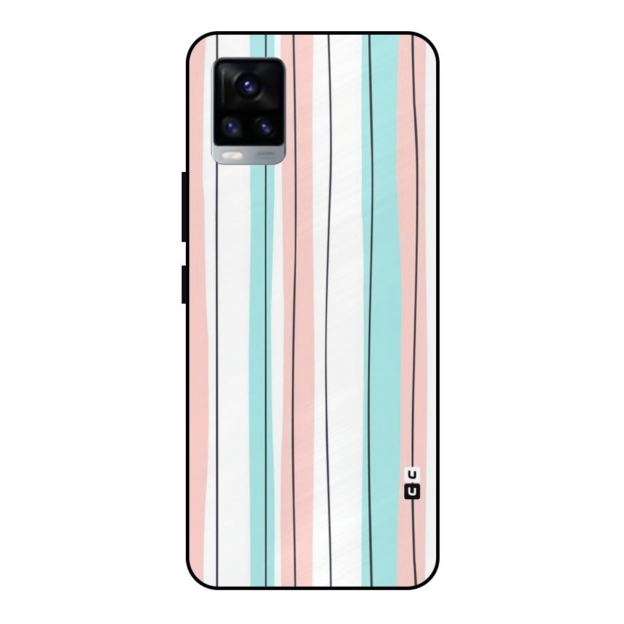 Pastel Tri Stripes Metal Back Case for Vivo V20 2021